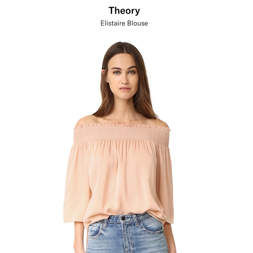 Theory Elistaire Off-the-Shoulder Silk Top